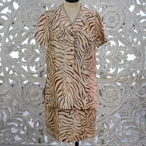 Vintage Robbie Bee 2-Piece Set 100% Silk Dress & Shirt Women’s Size 6 Abstract